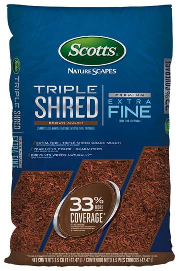 SCOTTS NATURE SCAPES TRIPLE SHRED 1.5 CU FT BROWN HARDWOOD MULCH